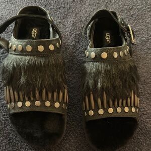 UGG Black Sandals with Studded Details